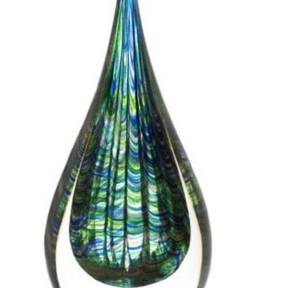 Peacock Inspired Art Glass Sculpture - Picture 2 of 2